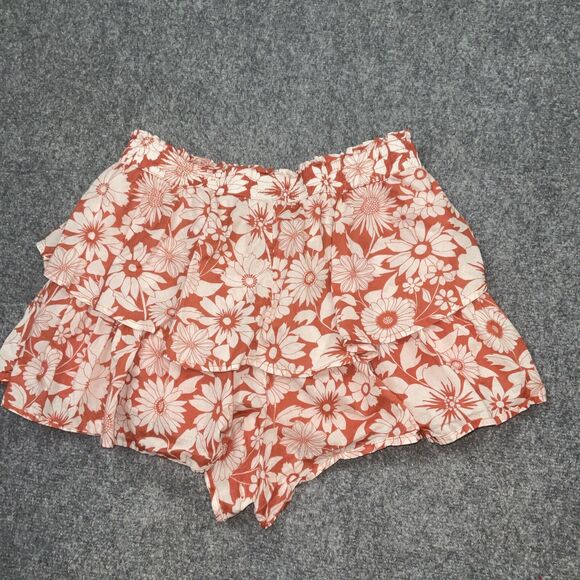 American Eagle Shorts Womens Sz L Orange lined Floral Boho Hippie Feminine - Picture 2 of 9